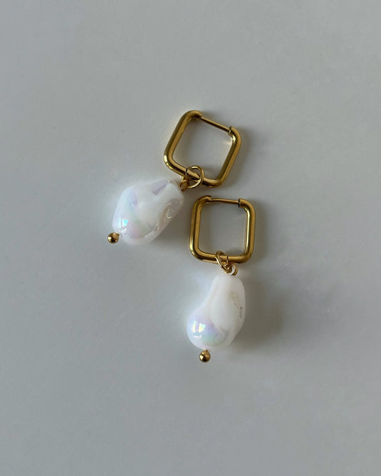 Pearl Hoops Earrings